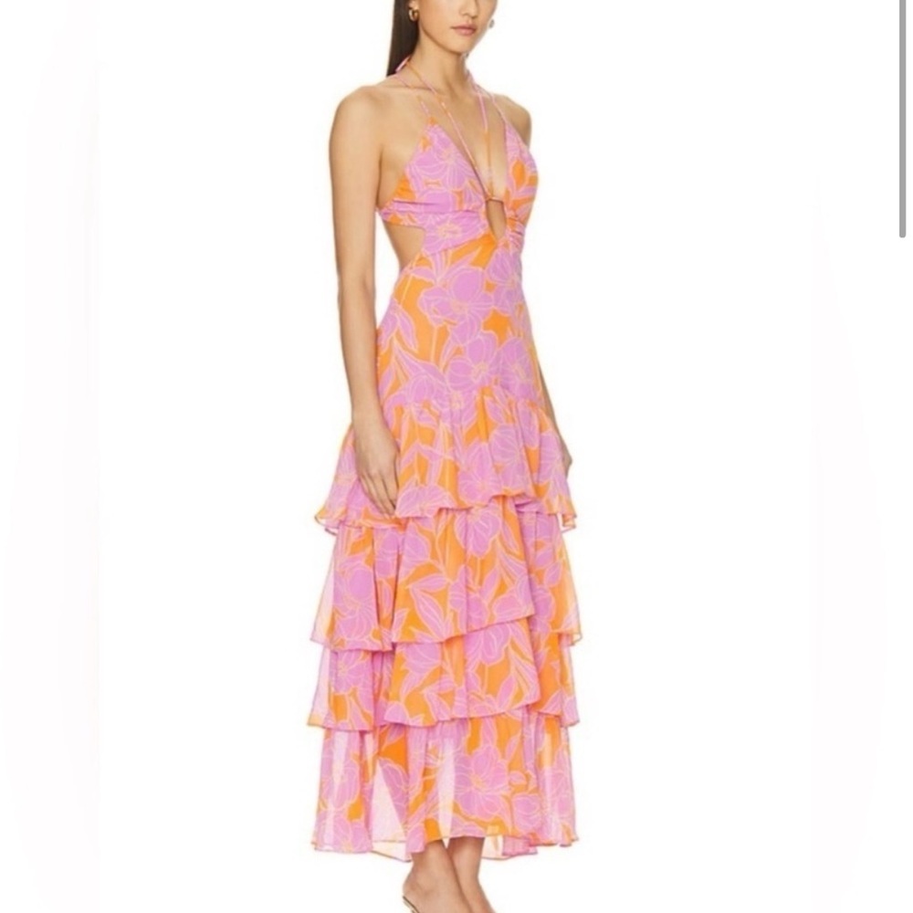 ASTR The Label Aneira Dress in Orange and Purple